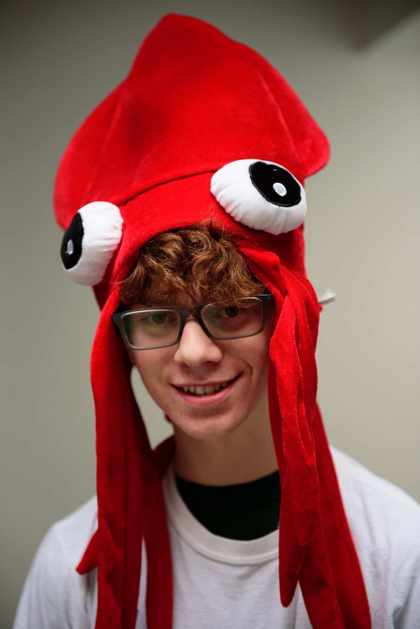 MakerKids Matthew Seferian having fun in a squid hat